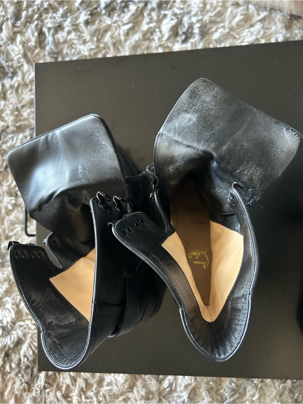 Christian Louboutin Macadamia 100 Buckled Leather Black Lace-Up Ankle Boots 41 - Picture 4 of 12